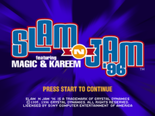Slam 'n Jam '96 title screen for Playstation